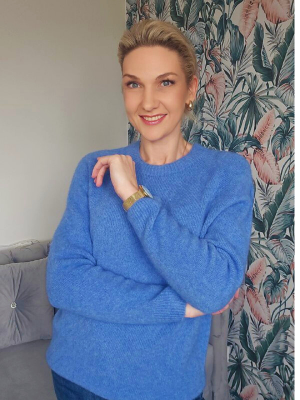 Mėlynas megztukas su baby alpaka moterims