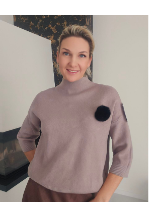 Megztinis su bumbuliuku - kapučino