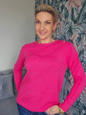 Megztinis moterims, rožinės spalvos su kašmyru